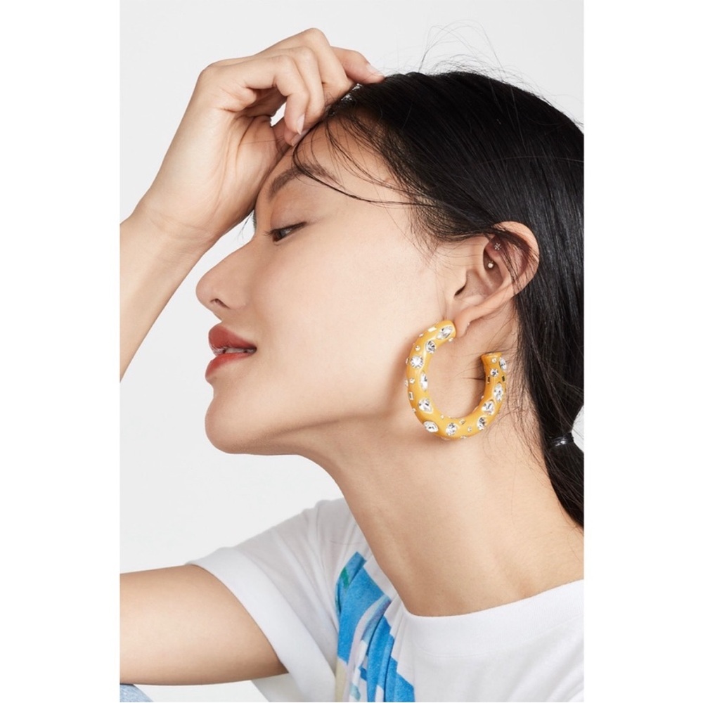 DANNIJO Yellow Earrings with Silver Accents NWOT